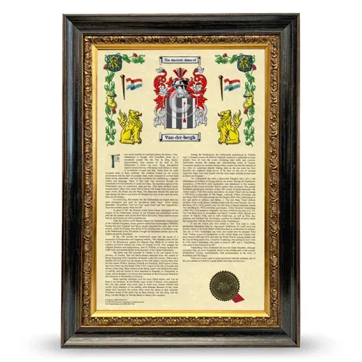 Van-der-bergh Armorial History Framed - Heirloom