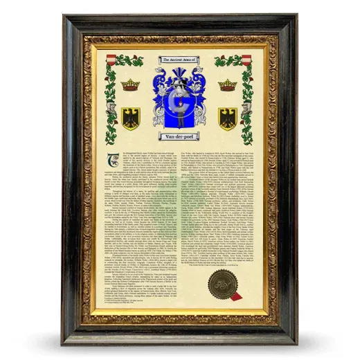 Van-der-poel Armorial History Framed - Heirloom