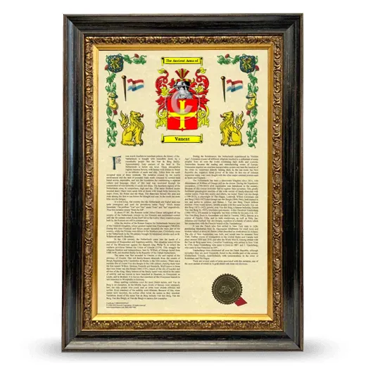 Vancat Armorial History Framed - Heirloom