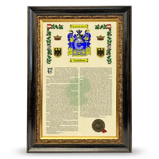 Vandenboom Armorial History Framed - Heirloom
