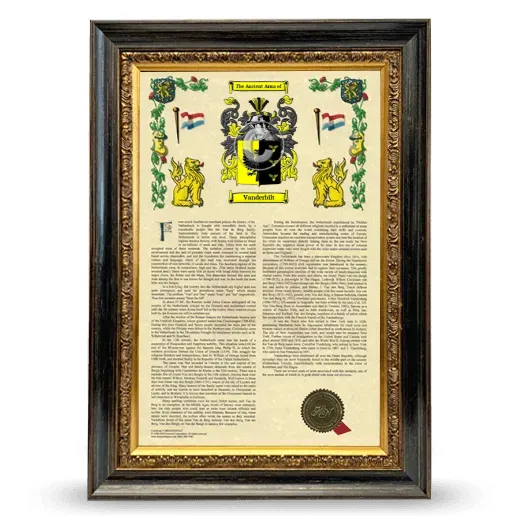 Vanderbilt Armorial History Framed - Heirloom