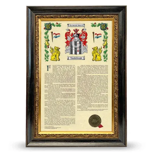 Vanderburgh Armorial History Framed - Heirloom