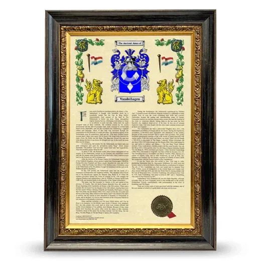 Vanderhagen Armorial History Framed - Heirloom