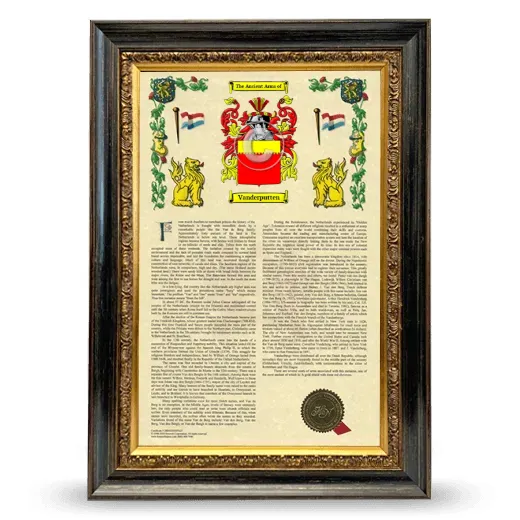 Vanderputten Armorial History Framed - Heirloom