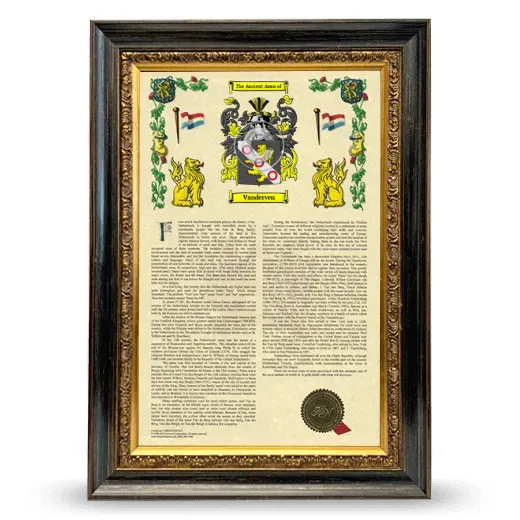 Vanderven Armorial History Framed - Heirloom