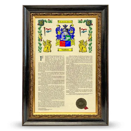 Vandoorn Armorial History Framed - Heirloom