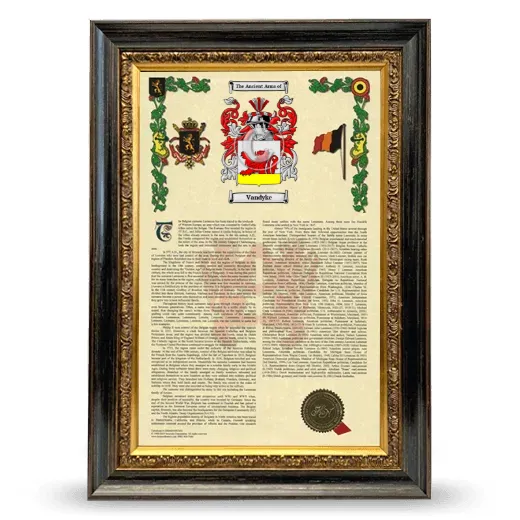 Vandyke Armorial History Framed - Heirloom