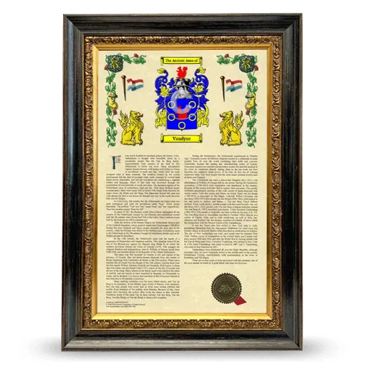 Vandyne Armorial History Framed - Heirloom