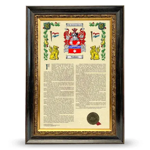 Vanhorn Armorial History Framed - Heirloom
