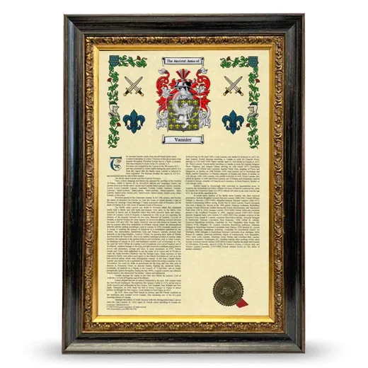 Vannier Armorial History Framed - Heirloom