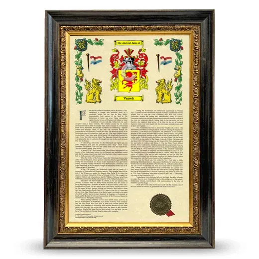 Vanwit Armorial History Framed - Heirloom