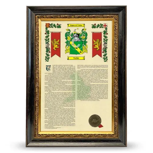 Varlee Armorial History Framed - Heirloom