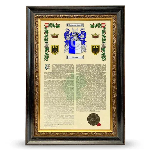 Varnor Armorial History Framed - Heirloom