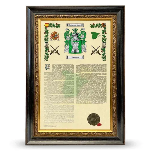 Vazquez Armorial History Framed - Heirloom