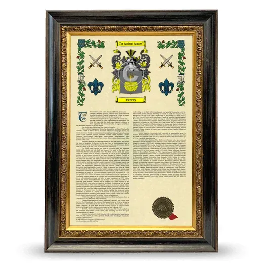 Vercey Armorial History Framed - Heirloom