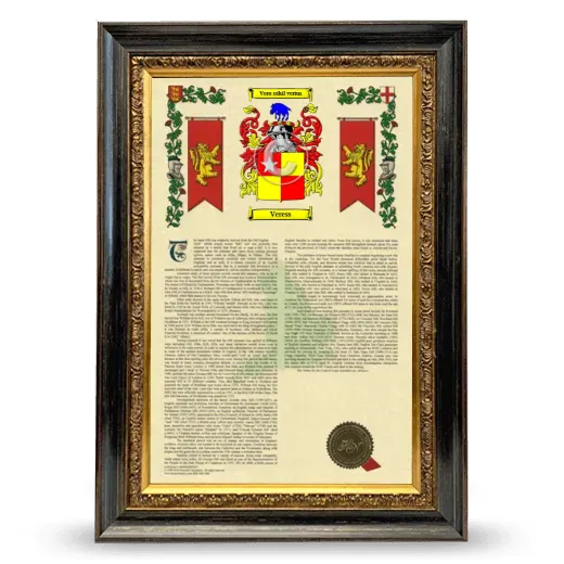 Veress Armorial History Framed - Heirloom