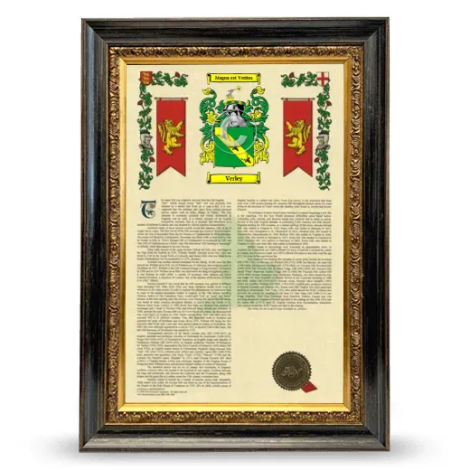Verley Armorial History Framed - Heirloom