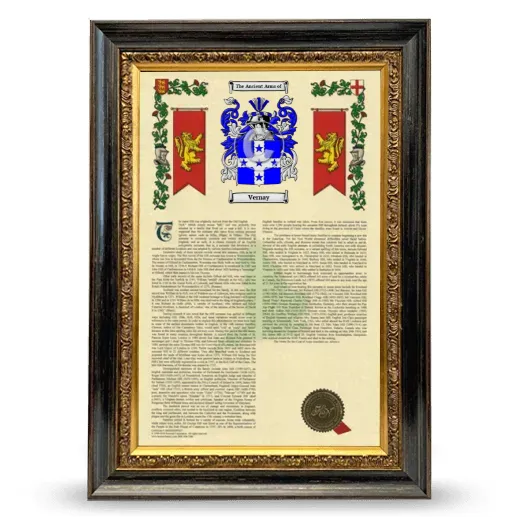 Vernay Armorial History Framed - Heirloom