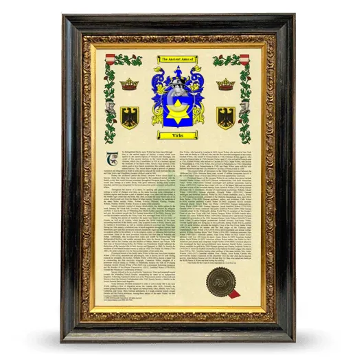 Vicks Armorial History Framed - Heirloom