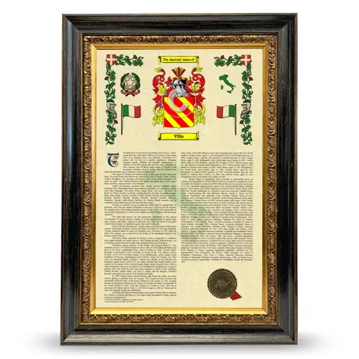 Vilia Armorial History Framed - Heirloom