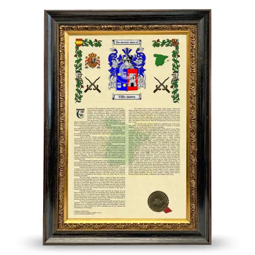 Villa-nueva Armorial History Framed - Heirloom