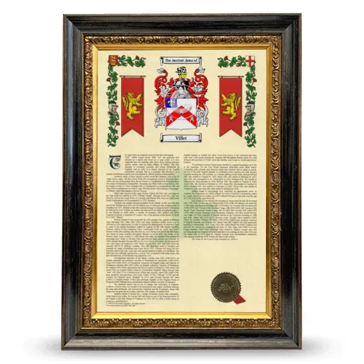 Villet Armorial History Framed - Heirloom