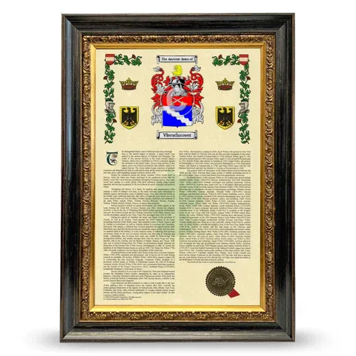 Vleeschauwer Armorial History Framed - Heirloom