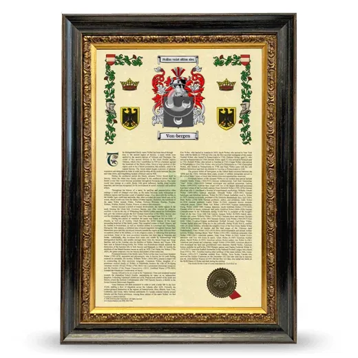 Von-bergen Armorial History Framed - Heirloom