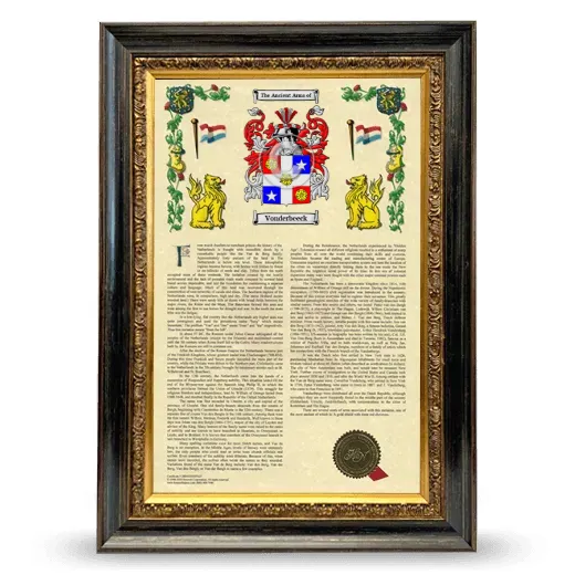 Vonderbeeck Armorial History Framed - Heirloom