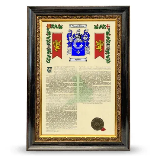 Vyncer Armorial History Framed - Heirloom