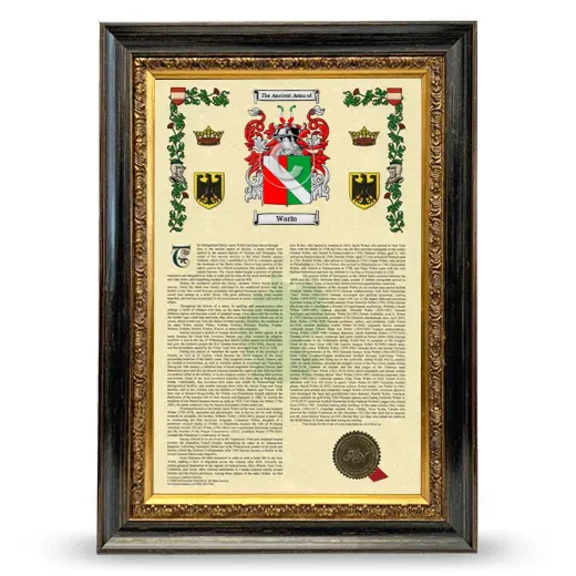 Warin Armorial History Framed - Heirloom