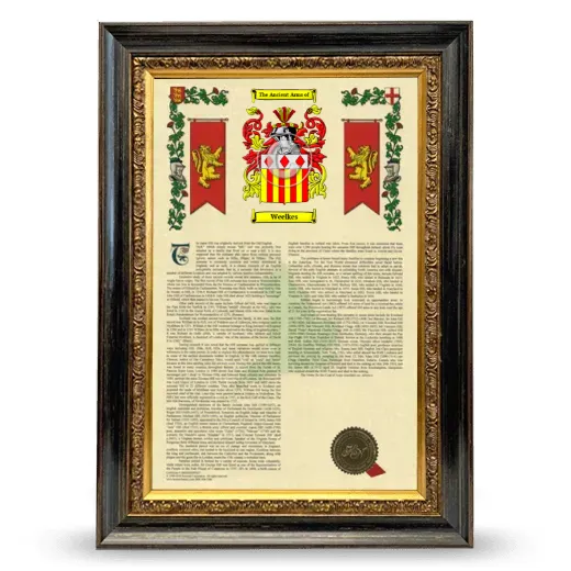 Weelkes Armorial History Framed - Heirloom