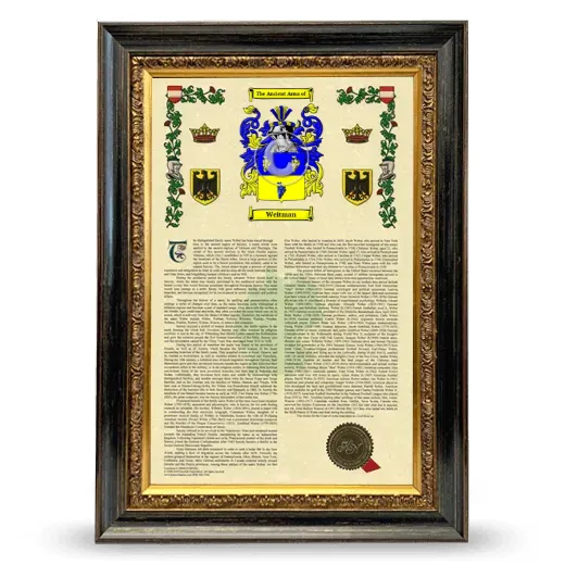 Weitman Armorial History Framed - Heirloom