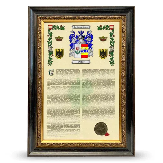 Welker Armorial History Framed - Heirloom