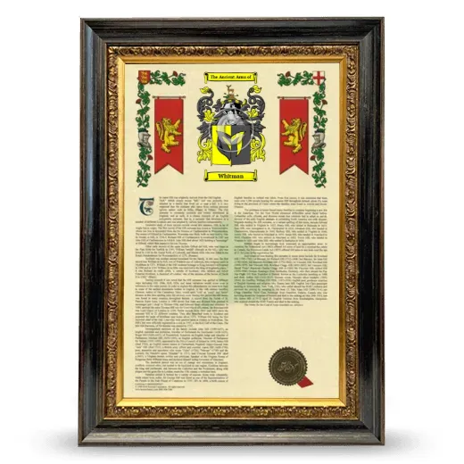 Whitman Armorial History Framed - Heirloom