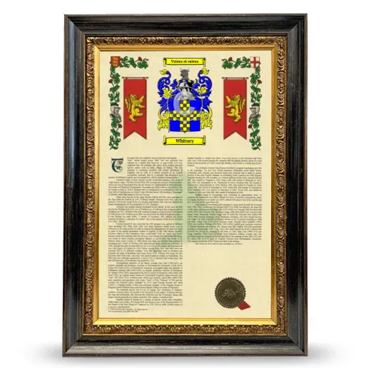 Whitney Armorial History Framed - Heirloom