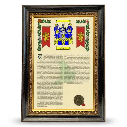 Whittney Armorial History Framed - Heirloom