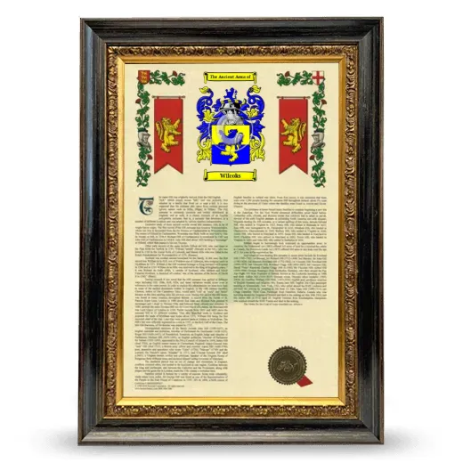 Wilcoks Armorial History Framed - Heirloom