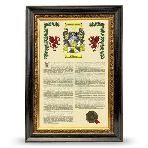 Williams Armorial History Framed - Heirloom