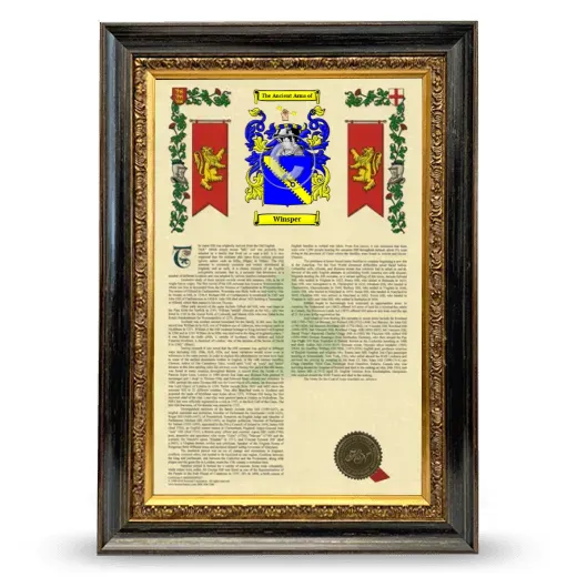 Winsper Armorial History Framed - Heirloom
