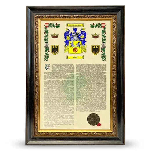 Wolf Armorial History Framed - Heirloom
