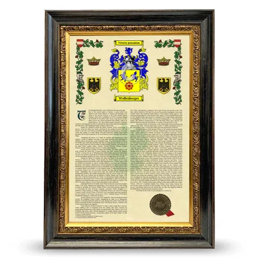 Wolfenbarger Armorial History Framed - Heirloom
