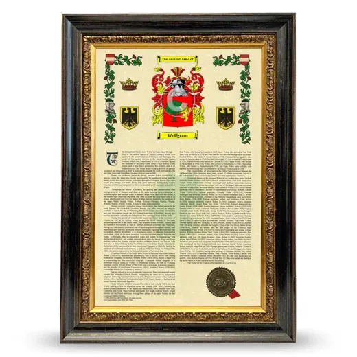 Wolfgram Armorial History Framed - Heirloom