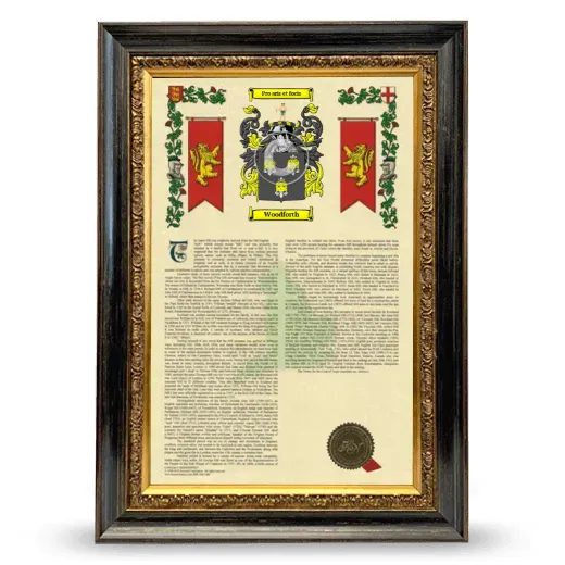 Woodforth Armorial History Framed - Heirloom