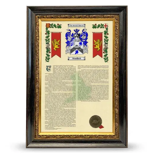Woodlock Armorial History Framed - Heirloom