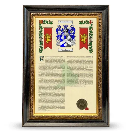 Woolhouse Armorial History Framed - Heirloom