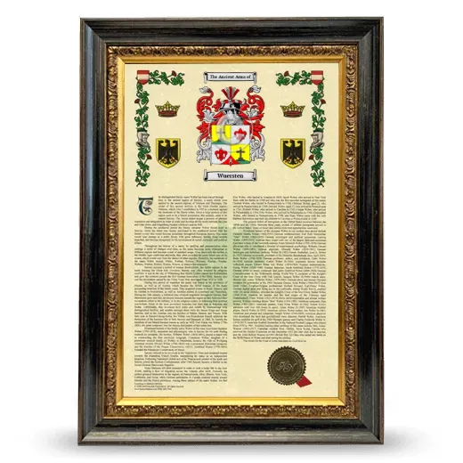 Wuersten Armorial History Framed - Heirloom
