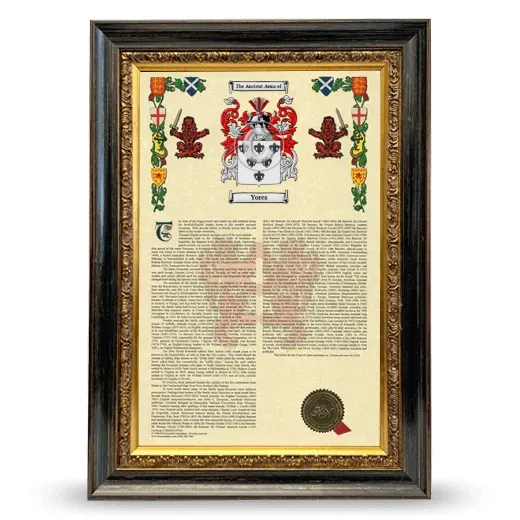 Yores Armorial History Framed - Heirloom