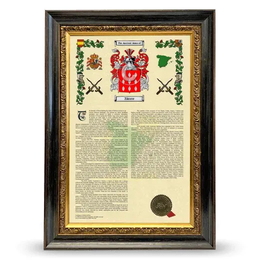 Zárate Armorial History Framed - Heirloom