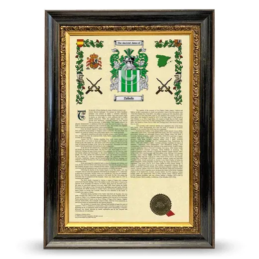 Zabala Armorial History Framed - Heirloom